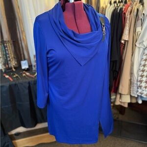 Royal Blue Unique Jacket, Wrap Style Blouse